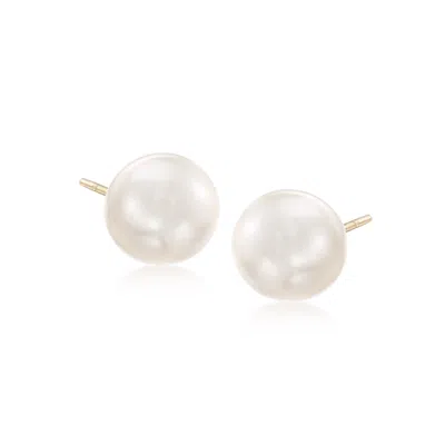 Ross-simons 13-14mm Cultured Baroque Pearl Stud Earrings In 14kt Yellow Gold In White