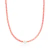 Ross-simons 8.5-9mm Cultured Pearl And 4mm Pink Coral Bead Necklace With 18kt Gold Over Sterling
