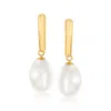 Ross-simons 8.5-9mm Cultured Pearl Drop Earrings In 14kt Yellow Gold In Yellow