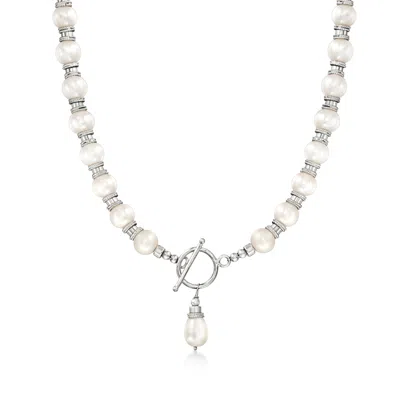 Ross-simons 8.5-9mm Cultured Pearl Toggle Necklace In Sterling Silver In Multi
