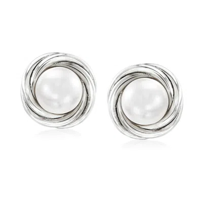 Ross-simons 8mm Cultured Pearl Clip-on Earrings In Sterling Silver In White