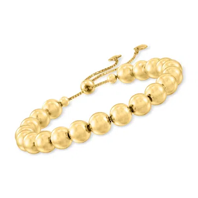 Ross-simons 8mm Italian 18kt Gold Over Sterling Bead Bolo Bracelet In Yellow