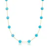 Ross-simons 8mm Turquoise Bead Station Necklace In 14kt Yellow Gold In Multi