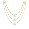 Ross-simons 9-9.5mm Cultured Pearl 3-strand Layered Necklace In 18kt Gold Over Sterling In Gold