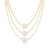 Ross-simons 9-9.5mm Cultured Pearl 3-strand Layered Necklace In 18kt Gold Over Sterling In Multi