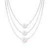 Ross-simons 9-9.5mm Cultured Pearl 3-strand Layered Necklace In Sterling Silver In Metallic