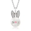 Ross-simons 9-9.5mm Cultured Pearl Bunny Pendant Necklace With Diamonds In Sterling Silver In Metallic