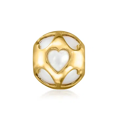 Ross-simons 9.5-10mm Cultured Pearl Heart Rolling Charm In 18kt Gold Over Sterling