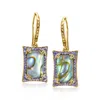 Ross-simons Abalone Shell Doublet Drop Earrings With . Iolites In 18kt Gold Over Sterling In White