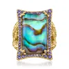 Ross-simons Abalone Shell Doublet Ring With Iolites In 18kt Gold Over Sterling In White