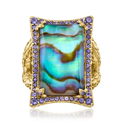Ross-simons Abalone Shell Doublet Ring With Iolites In 18kt Gold Over Sterling In White