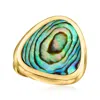 Ross-simons Abalone Shell Triangular Ring In 18kt Gold Over Sterling In Multi