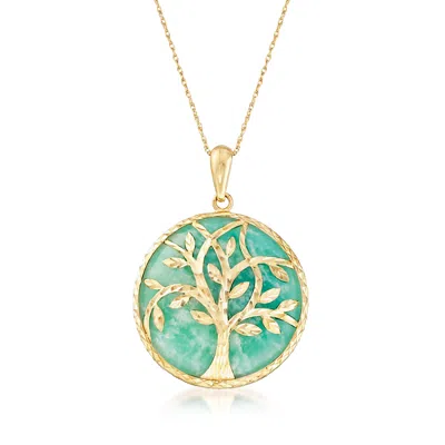Ross-simons Amazonite Tree Of Life Pendant Necklace In 14kt Yellow Gold In Multi