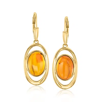 Ross-simons Amber Drop Earrings In 18kt Gold Over Sterling