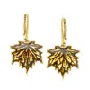 Ross-simons Amber Leaf Drop Earrings In 18kt Gold Over Sterling In Gold