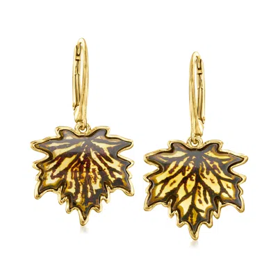 Ross-simons Amber Leaf Drop Earrings In 18kt Gold Over Sterling In Orange