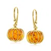 Ross-simons Amber Pumpkin Drop Earrings In 18kt Gold Over Sterling In Orange