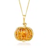 Ross-simons Amber Pumpkin Necklace In 18kt Gold Over Sterling In Multi