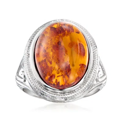 Ross-simons Amber Ring In Sterling Silver In Neutral