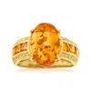 Ross-simons Amber Ring With Citrines With White Topaz Accents In 18kt Gold Over Sterling In Yellow