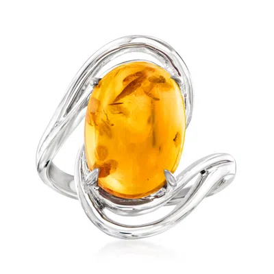 Ross-simons Amber Swirl Ring In Sterling Silver