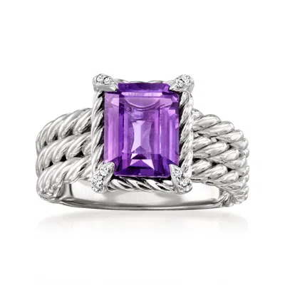 Ross-simons Amethyst 3-row Ring With White Topaz In Sterling Silver In Purple