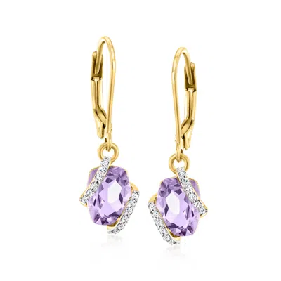 Ross-simons Amethyst And . Diamond Drop Earrings In 18kt Gold Over Sterling In Multi