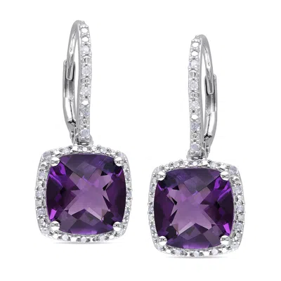 Ross-simons Amethyst And . Diamond Drop Earrings In Sterling Silver In Multi