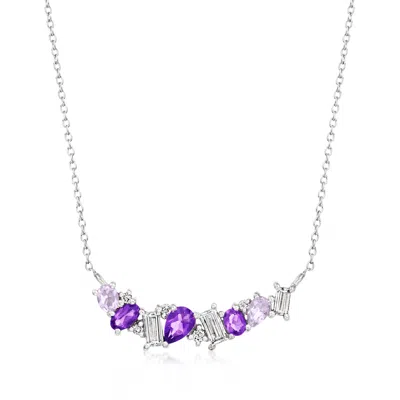 Ross-simons Amethyst And . Lab-grown Diamond Necklace In Sterling Silver In Purple