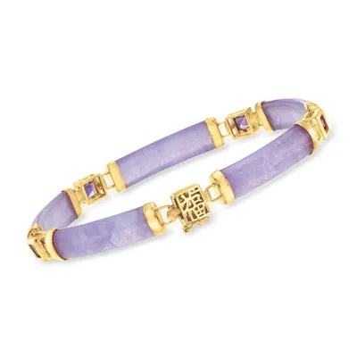 Ross-simons Amethyst And Lavender Jade "bless" Bracelet In 14kt Gold Over Sterling In Purple