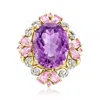 Ross-simons Amethyst And Pink Sapphire Ring With . Diamonds In 14kt Yellow Gold In Purple