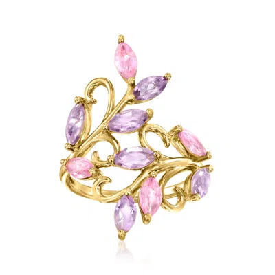 Ross-simons Amethyst And . Pink Sapphire Vine Ring In 14kt Yellow Gold