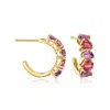 Ross-simons Amethyst And Pink Topaz C-hoop Earrings In 18kt Gold Over Sterling In Multi
