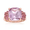 Ross-simons Amethyst And . Rhodolite Garnet Ring In 18kt Rose Gold Over Sterling In Purple