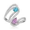 Ross-simons Amethyst And . Swiss Blue Topaz Swirl Ring With . Lab-grown Diamonds In Sterling Silver In White
