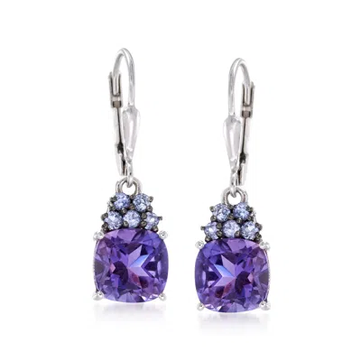 Ross-simons Amethyst And . Tanzanite Drop Earrings In Sterling Silver In Purple