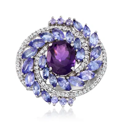 Ross-simons Amethyst And Tanzanite Ring With . White Zircons In Sterling Silver In Purple