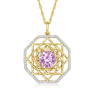 Ross-simons Amethyst And . White Topaz Geometric Pendant Necklace In 18kt Gold Over Sterling In Purple