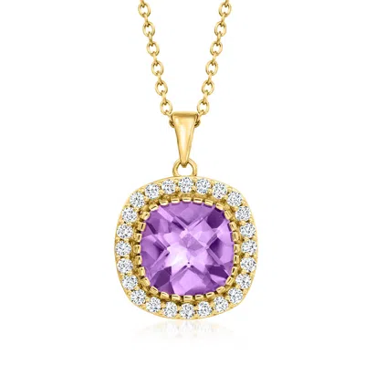 Ross-simons Amethyst And White Topaz Pendant Necklace In 18kt Gold Over Sterling In Multi