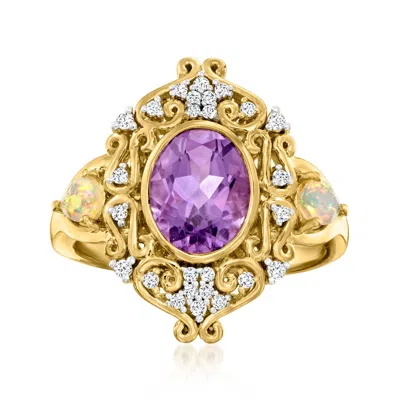 Ross-simons Amethyst And . White Zircon Ring With Opals In 18kt Gold Over Sterling