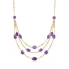 Ross-simons Amethyst Bead Station Necklace In 18kt Gold Over Sterling In Purple