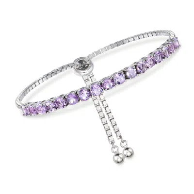 Ross-simons Amethyst Bolo Bracelet In Sterling Silver In Purple