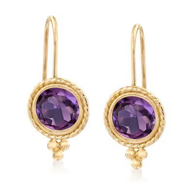 Ross-simons Amethyst Drop Earrings In 14kt Yellow Gold In Purple