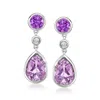 Ross-simons Amethyst Drop Earrings With . Lab-grown Diamonds In Sterling Silver