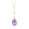 Ross-simons Amethyst Drop Necklace In 14kt Yellow Gold In Multi