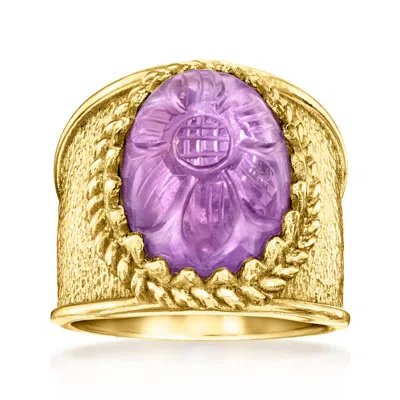Ross-simons Amethyst Flower Ring In 18kt Gold Over Sterling