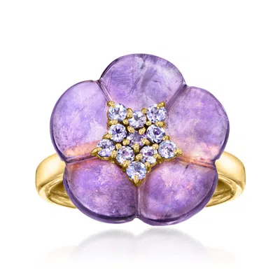 Ross-simons Amethyst Flower Ring With . Tanzanites In 18kt Gold Over Sterling