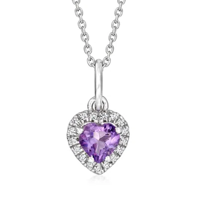 Ross-simons Amethyst Heart Pendant Necklace With . White Topaz In Sterling Silver In Multi
