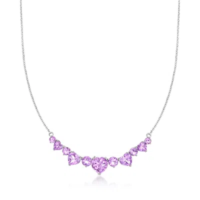 Ross-simons Amethyst Hearts Necklace In Sterling Silver In Multi