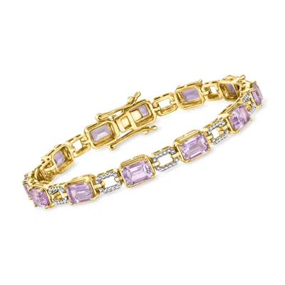 Ross-simons Amethyst Link Bracelet In Sterling Silver And 18kt Gold Over Sterling In Purple